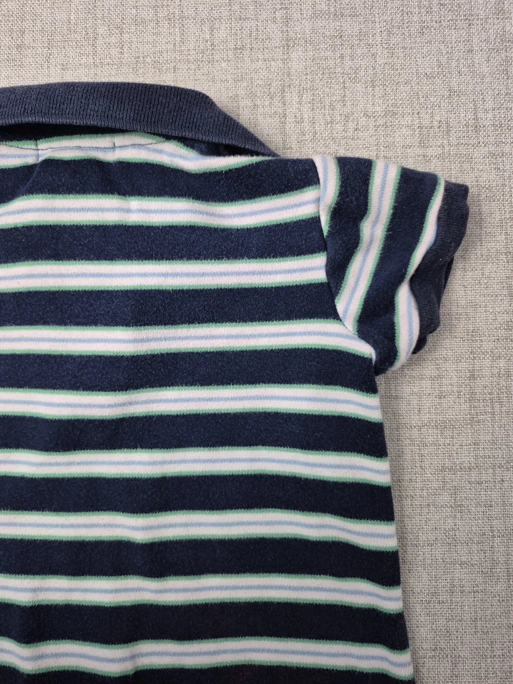Ralph Lauren Baby Boy Striped Polo Romper 6M Navy Green White